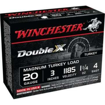 Winchester Double X Magnum Turkey Loads Copper Plated Buffered 20 Gauge 3 Inch 1185 FPS 1.25 Ounce 4 Shot Winchester