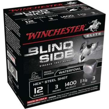 Winchester Blind Side Steel Hex Magnum Waterfowl 12 Gauge 3 Inch 1400 FPS 1.375 Ounce 3 Shot 25rd/Box Winchester