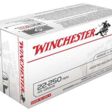 Winchester USA 22-250 Remington JHP 45gr