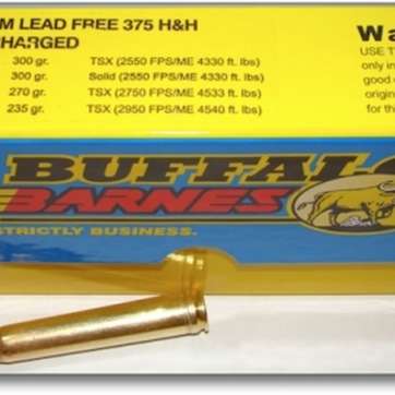 Buffalo Bore Ammo Supercharged 375 H&H Mag Barnes TSX 270gr 20Box/12Case Buffalo Bore Ammunition