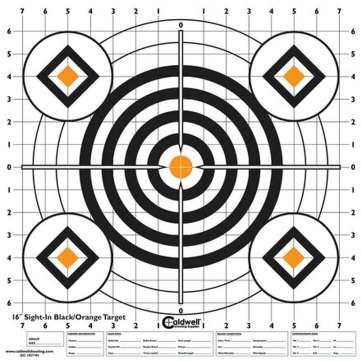 Battenfeld Technologies Caldwell High-Contrast Sight-In Paper Targets Bullseye/Diamonds Black/Orange 16x16" 10 Per Package Battenfeld Technologies