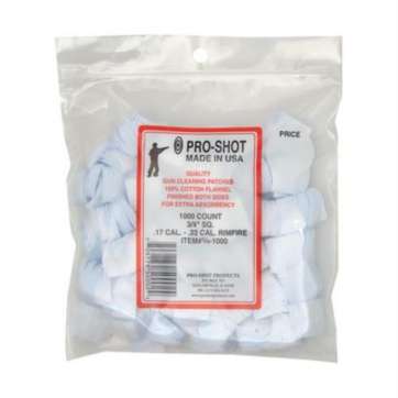Pro-Shot .17-.22 Cal. Rimfire 3/4" SQ. 1000 CT. Patches" Pro-Shot