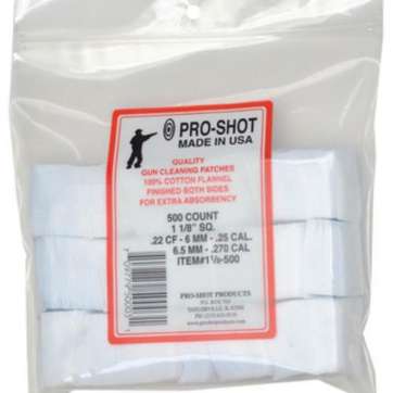 Pro-Shot Cotton Flannel Patches .22-.270 Caliber 1.125 Inch Square 500 Per Bag Pro-Shot