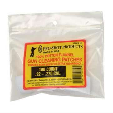 Pro-Shot Cotton Flannel Patches .22-.270 Caliber 1.125" Square