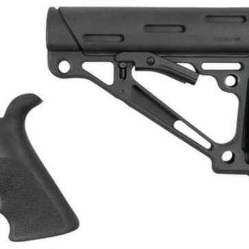 Hogue AR-15/M16 Collapsible Buttstock Kit With Finger Groove Beavertail Grip Commercial Buffer Tube Black Hogue