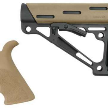 Hogue AR-15/M16 Collapsible Buttstock Kit With Finger Groove Beavertail Grip Mil-Spec Buffer Tube Flat Dark Earth Hogue