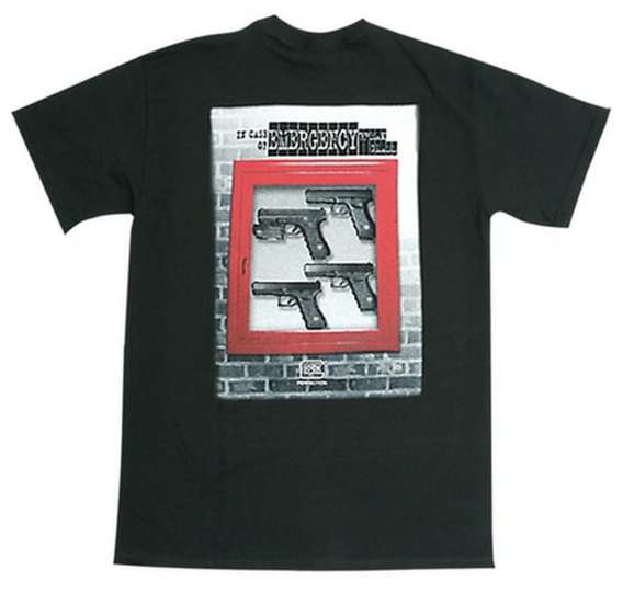 Glock Black Short Sleeve T-Shirt With In Case Of Emergency Slogan Size Extra Large Glock