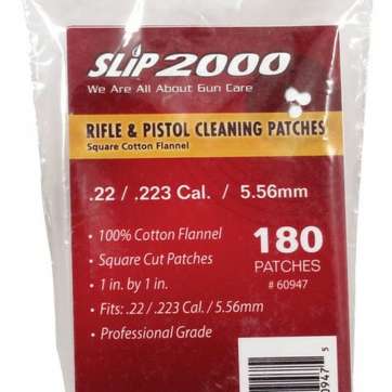 Slip 2000 Rifle and Handgun Cleaning Patches .22/.223/5.56mm 1" x 1" 180 PK Slip 2000