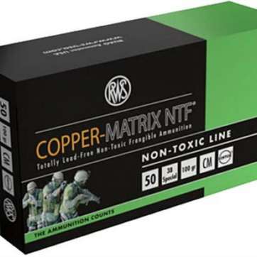 Ruag Ammotec 203840050 Copper Matrix 38 Special 100GR Non Toxic/Frangible 50Rrds RUAG