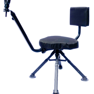 BenchMaster Ground Hunting Shooting Chair 4 Leg Rotating Steel Black Benchrest Bore Mops